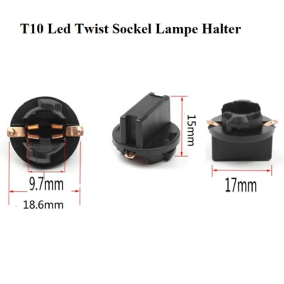 2X T10 Socket Twist Lock Instrument Panel Cluster Plug Dash Light Bulb