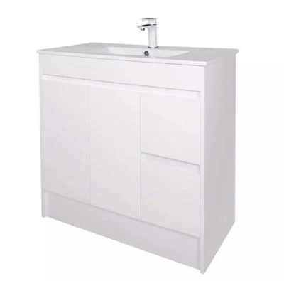 SORRENTO BATHROOMS 900mm Waterproof Unit and Basin Soft Close Doors Cabinet Unit High Gloss White