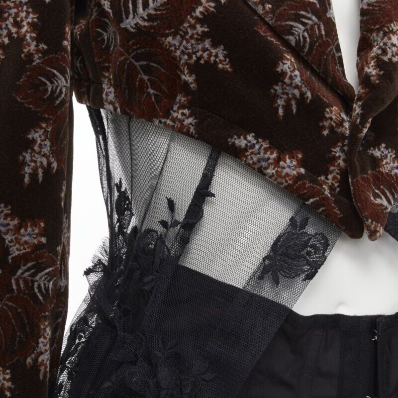 Runway COMME DES GARCONS Vintage brown velvet floral mesh Runway COMME DES GARCONS Vintage brown velvet floral mesh