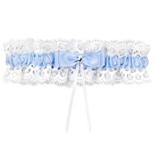 Bride Wedding Garter Blue Lace Floral Bowknot Stretchable Leg Elegant Set