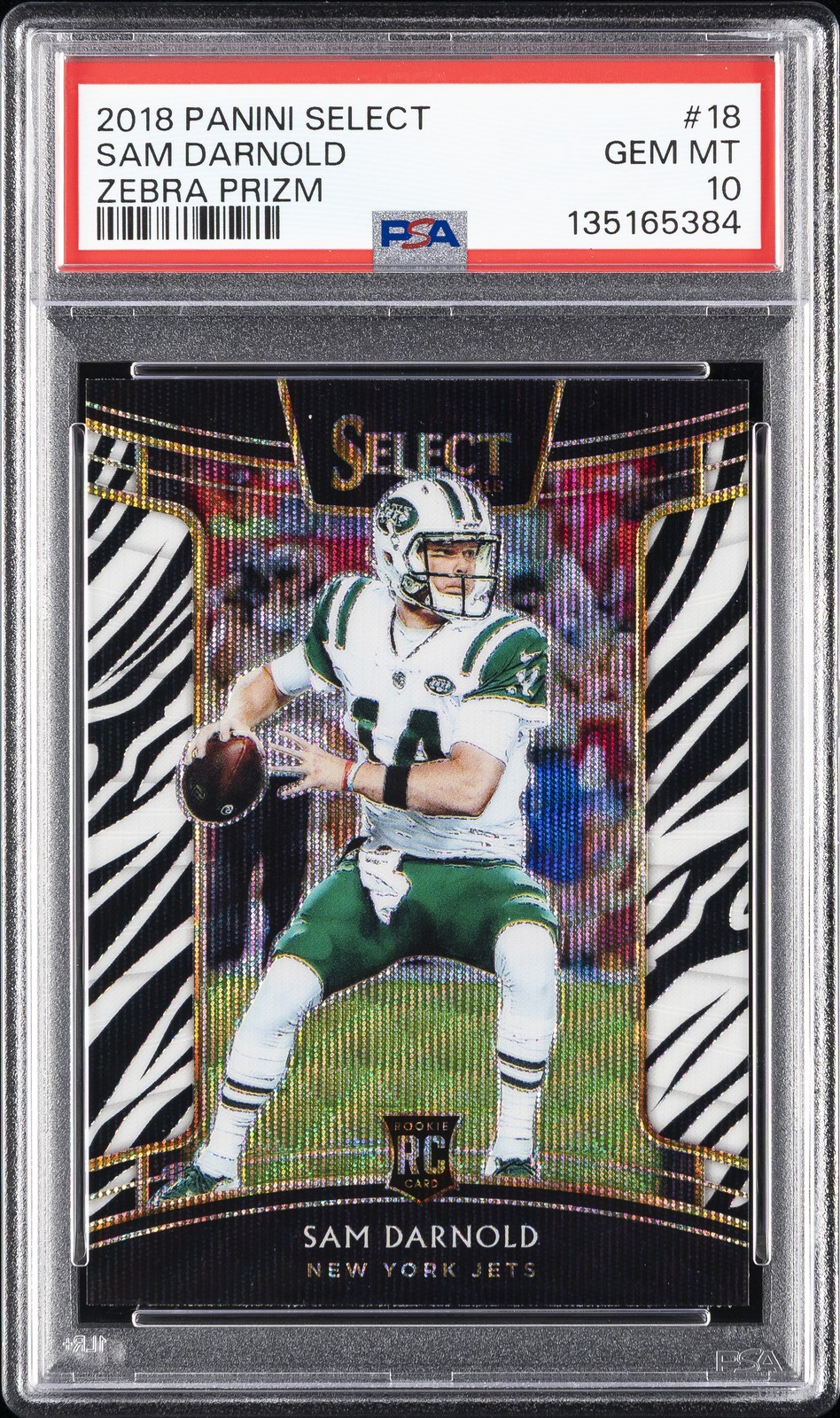 Sam Darnold Panini Select #18 Zebra Prizm
