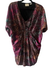 Anthropologie Edme & Esyllte Paisley Print Drape Cocoon Tunic Dress Boho XS
