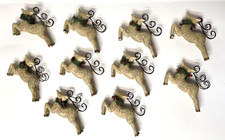 Lot Of 10 Resin 4" Reindeer Christmas Ornaments Wire Antlers Greenery READ
