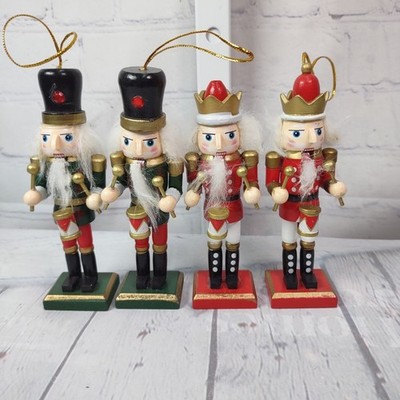 Lot of 4 Wooden Christmas Nutcracker Ornaments 5'' Standing Christmas Decor