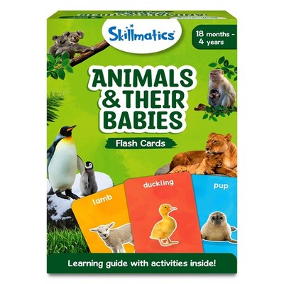 Skillmatics Thick Flash Cards for Toddlers - Animals & Their Babies, 3 in 1
