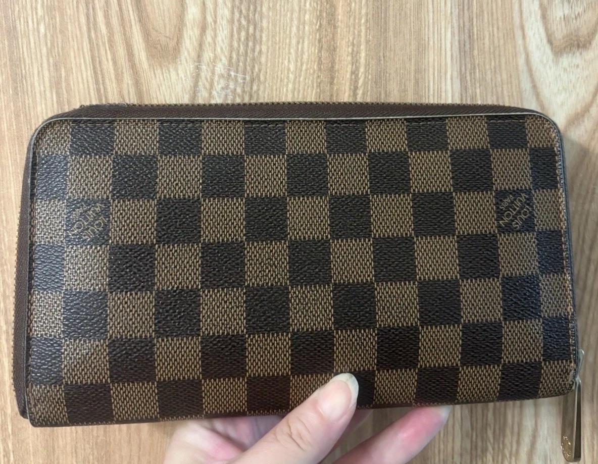 Auth Louis Vuitton Zippy Organizer Damier Ebene Long Wallet