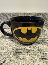Batman Very Large Cup Coffee Soup 24 ounces Black Yellow Ceramic DC Comics 5”x4”