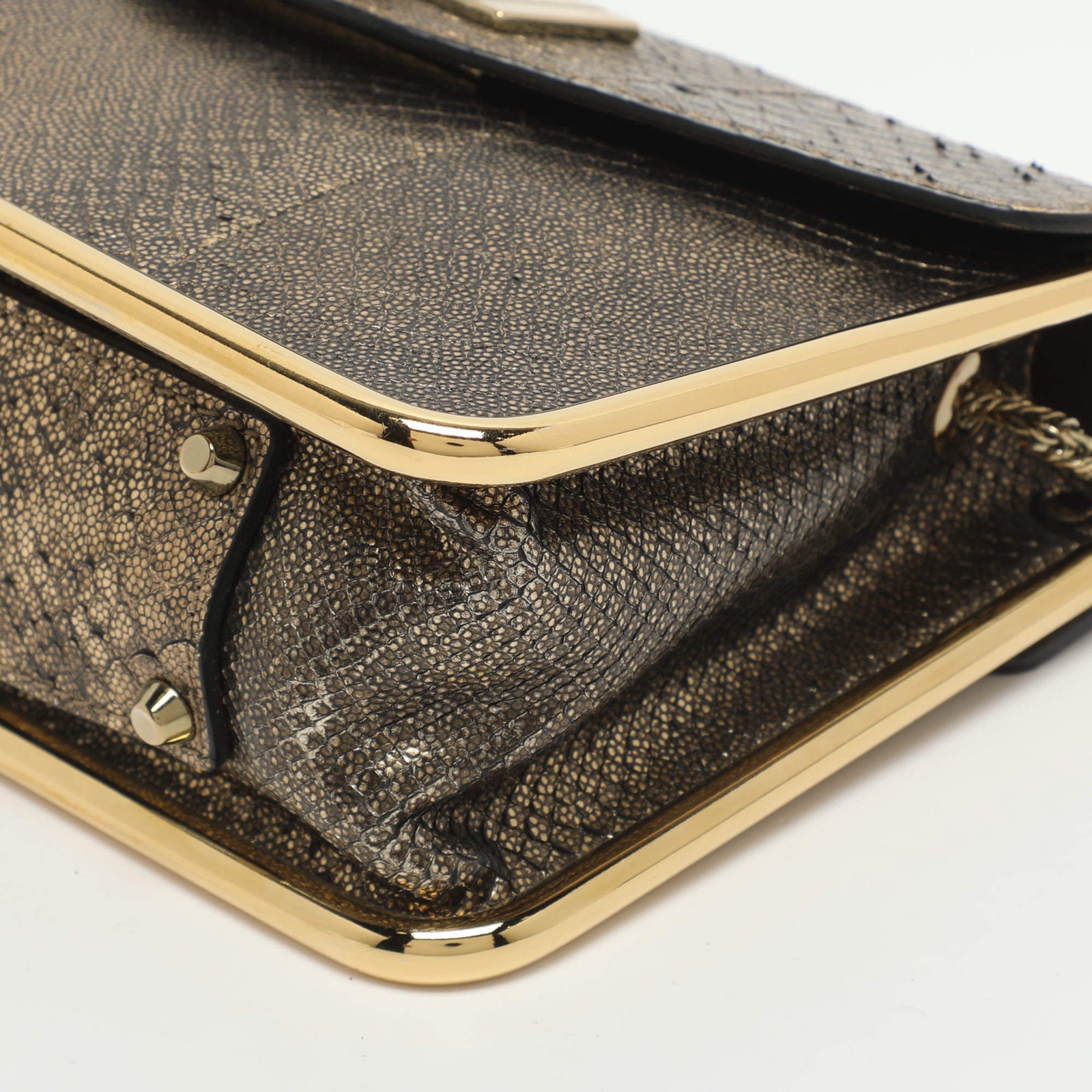 Chloe Sally Small Metallic Python Embossed Leathe… - image 13