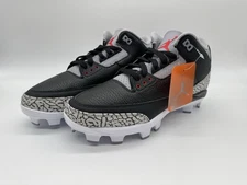 Mens Sz 9.5 Nike Air Jordan 3 Retro MCS Black Cement Baseball Cleats FZ8627-001