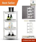 Luxury Rustproof 4-Tier Shower Caddy - Compact White Plastic Shelf for Corners