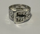 Vtg (1976 HM’d) English Sterling Silver Belt Buckle Band Ring. Sz M 1/2 (5.23g)