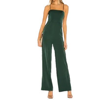 Lovers Friends Women's XXS Jumpsit Dani Wide Leg Satin Pantsuit Green