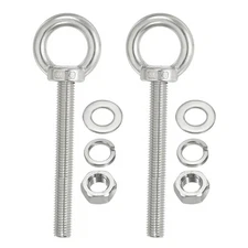2Pcs M14 x 120mm 304 Stainless Steel Lifting Shoulder Eye Bolt with Nuts Washers