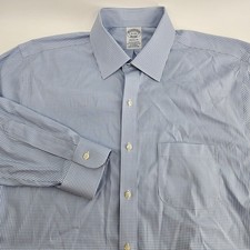 Brooks Brothers Regular Fit Non-Iron Stretch Gingham Shirt Blue White 16-33 Mens
