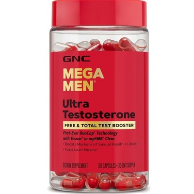 Mega Men Ultra Testosterone, Free & Total  Booster, 120 Count