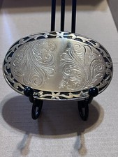 Western Floral Scrolled Cowgirl Southwest Country 80s Vtg Belt Buckle