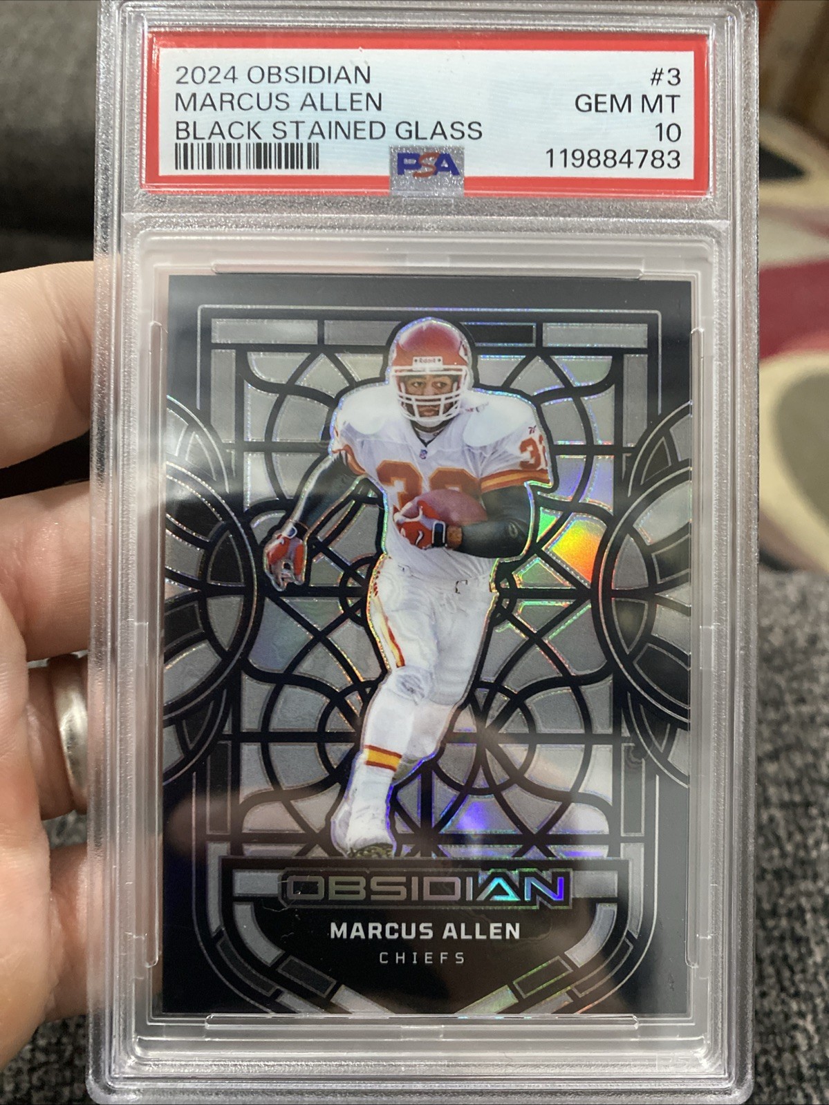 Marcus Allen 2024 Panini Obsidian Black Stained Glass PSA 10 GEM MINT Case Hit🔥