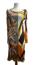 Emilio Pucci Women Midi Dress Bodycon Long Sleeve Orange Sz IT 38 US 4 NWT VTG