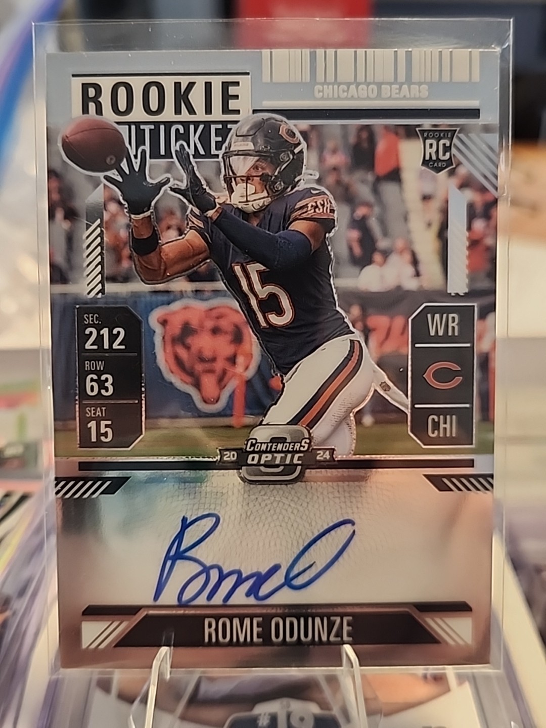 2024 Panini Contenders Optic Rome Odunze Rookie Ticket Auto #104 Chicago Bears