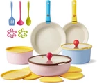 20pc Ceramic Nonstick Cookware Set, Detachable Handles, Limited Edition Colorful