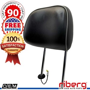 OEM 11-21 Jeep Grand Cherokee Overland Front Headrest Black Gray Piping Leather