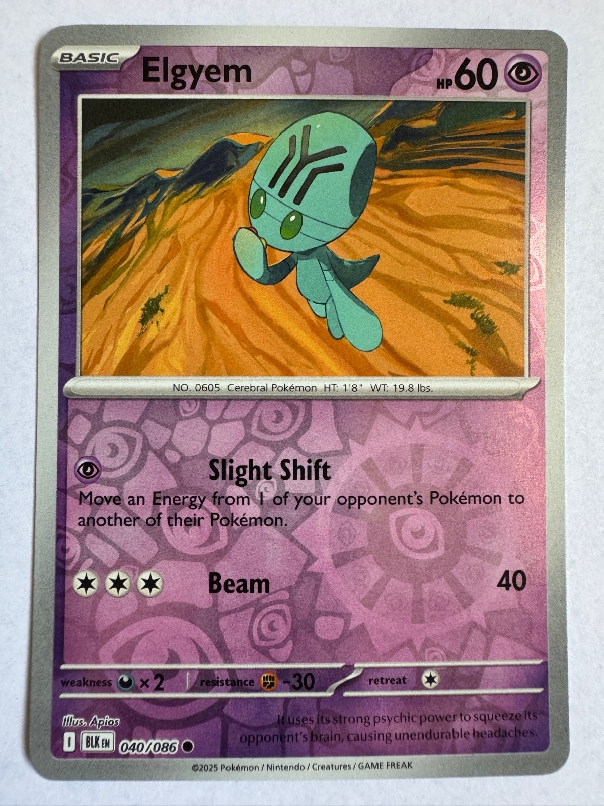 Pokemon TCG - Elgyem - 040/086 - (Reverse Holo) - SV: Black Bolt