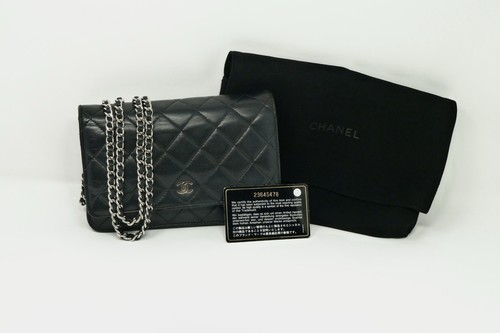 CHANEL Black Lambskin Wallet On Chain Bag