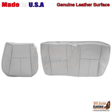 2007-2013 Fits Chevy Silverado Genuine Leather Rear Bottom Seat Covers Titanium