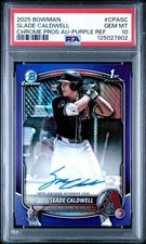 2025 Bowman Chrome Prospect Slade Caldwell Purple Refractor #/250 PSA 10 Auto