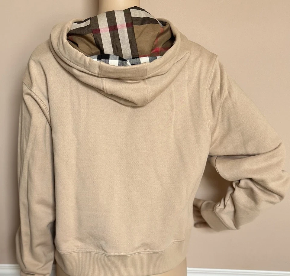 Sudadera a Cuadros con Logo Burberry Talley con Capucha Suave Fawn M 8084392 Nueva con Etiquetas $760 Foto 3 de 4
