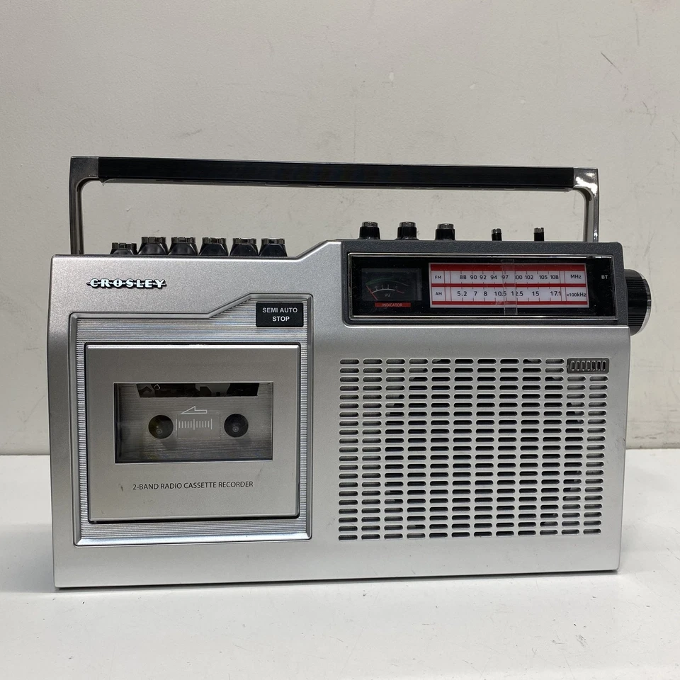 Crosley Silver 2-Band Radio Cassette Recorder