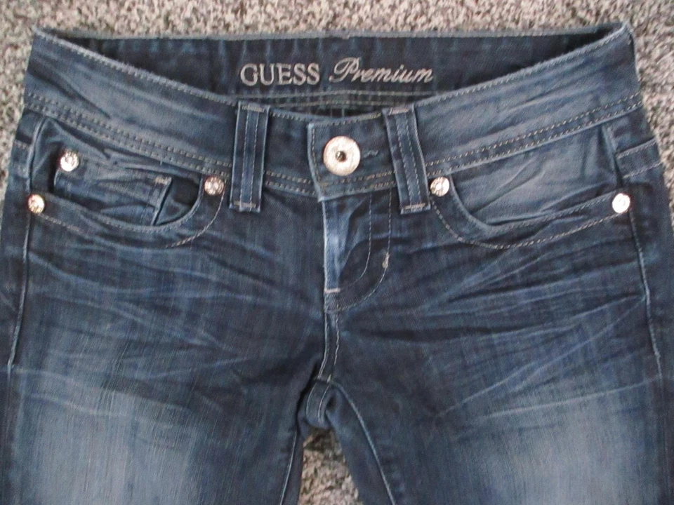 Guess Premium Jeans Womens 26 Blue Daredevil Boot Cut Stretch USA Denim 27x29 - Image 3 of 4