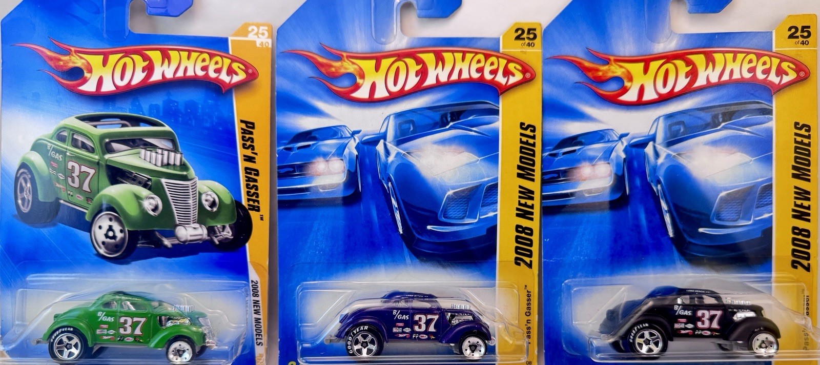 Hot Wheels 2008 New Models Pass’n Gasser Lot of 3 Green Purple Black #37