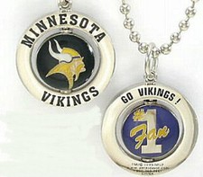 Minnesota Vikings Logo/ 1 Fan Spinner Charm Necklace NFL Licensed Jewelry