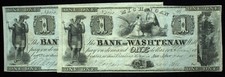 1837 $1 Bank of Washtenaw Obsolete Ann-Arbor Michigan Crisp Unc # Matched Pair