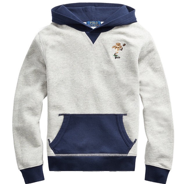 NEW Nwt Ralph Lauren Polo Boys Grey Navy Polo Bear Fleece Hoodie Size 8 $65 | eBay