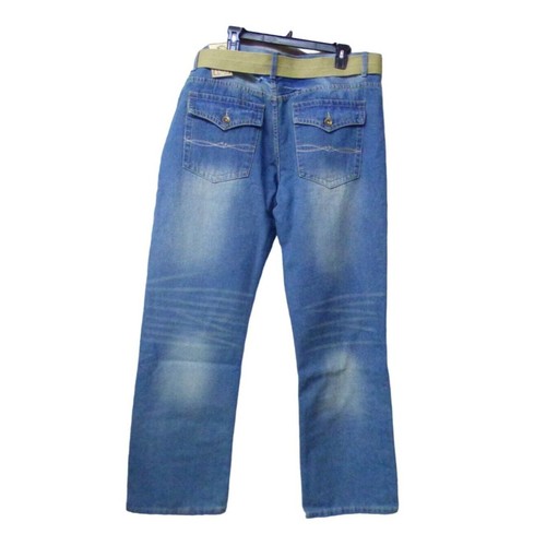 Pantalones de mezclilla ágiles estilo hombre AP23576 con cinturón pierna recta, entrepierna 33"", talla 40 - Imagen 5 de 13