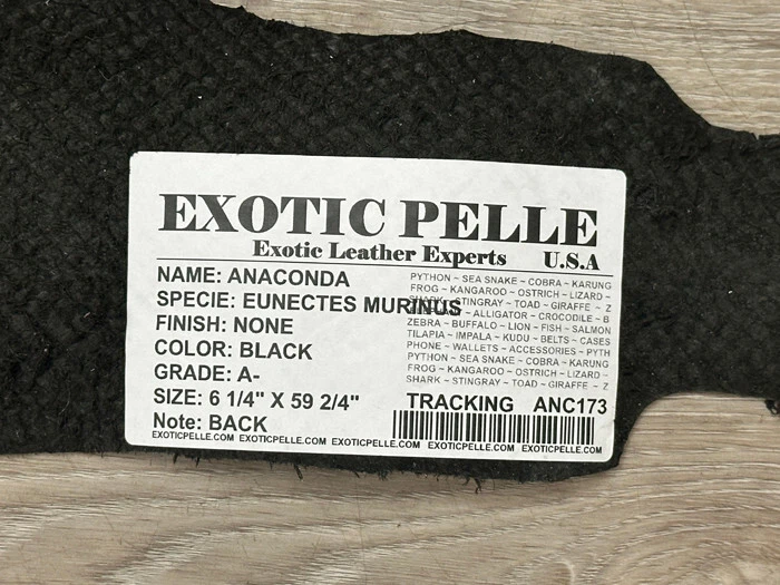 Cuero de piel de serpiente anaconda genuino negro piel real piel de serpiente pitón boa 173 Foto 4 de 4