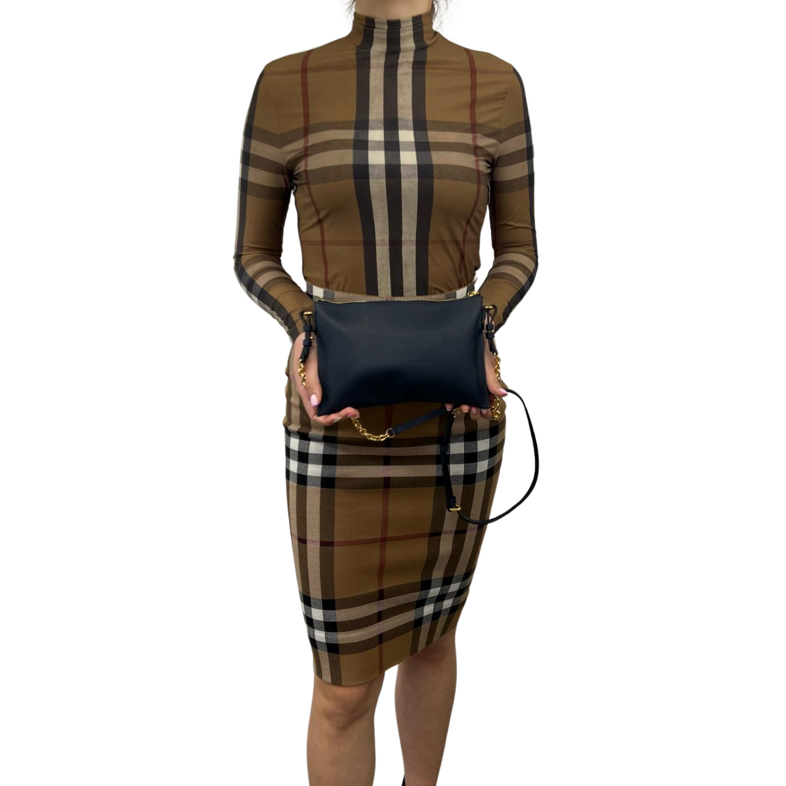 Burberry Peyton Crossbody Bag Textured Grainy Calfskin Leather Blue Carbon image 3