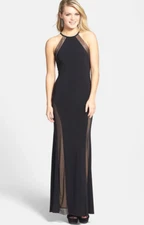 Morgan & Co. Juionr Illusion Halter Neck Gown Black Size 5/6 6707