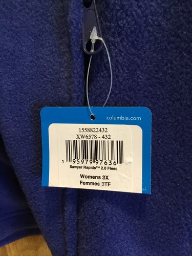 NWT Columbia Fleece Jacket Blue Womens Sawyer Rapids Full Zip Pockets 3X - Picture 4 of 7