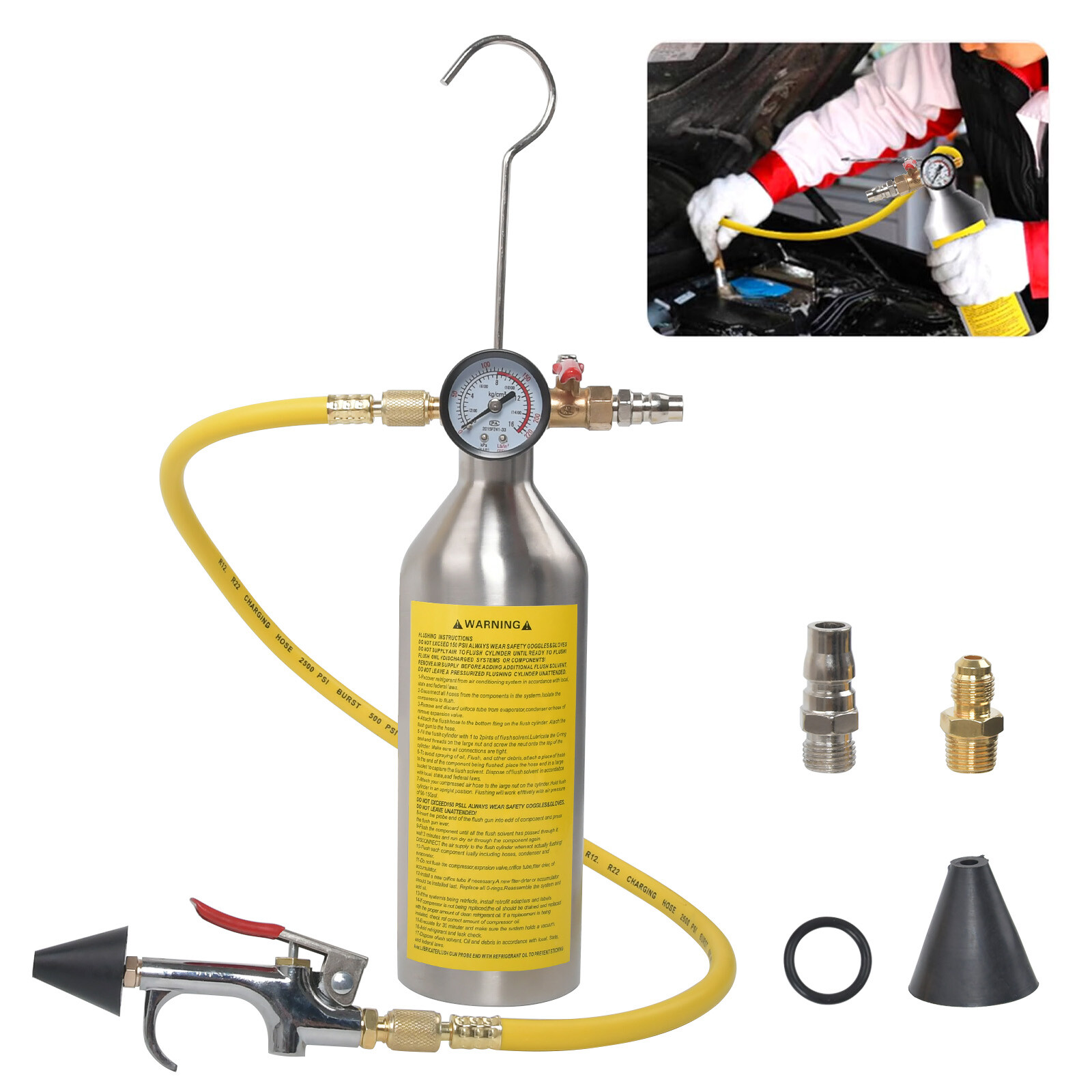 AC Flush Kit Car Air Conditioner System Clean For Auto R12 R22 R134A R404 R410A.