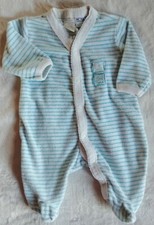 pajama newborn Vintage Honors Baby sleeper aqua blue and white infant sleepwear