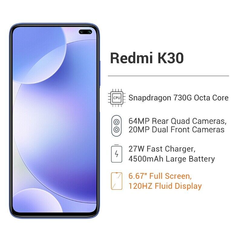 Redmi K30 6GB RAM 青 大陸版 Xiaomi Redmi K30 5G Android 6/128GB 8/128GB 8/256GB 6.67