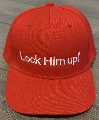 LOCK HIM UP  Trump MAGA PARODY Make America Great Again FUNNY HAT Anti MAGA Cap