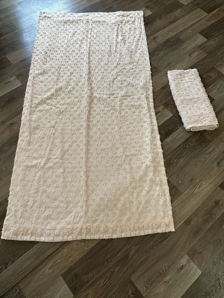 2 Paneles de Cortina Pillowfort Forrados Rosa Chenilla Punteados Ocultos Tap Top 83"X40" Foto 4 de 4