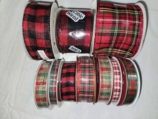 Lot 10 Spools Holiday Christmas Plaid Ribbon Variety NEW 50 Retail Free Ship