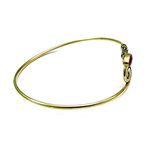Stunning Pink Ruby Quartz Lab-Created Gemstone Brass Bracelet Jewelry L289 - Picture 2 of 5