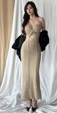 2025 Women's High-End Pure Seduction Sleeveless Bandeau Lace-Up Bodycon Dresses