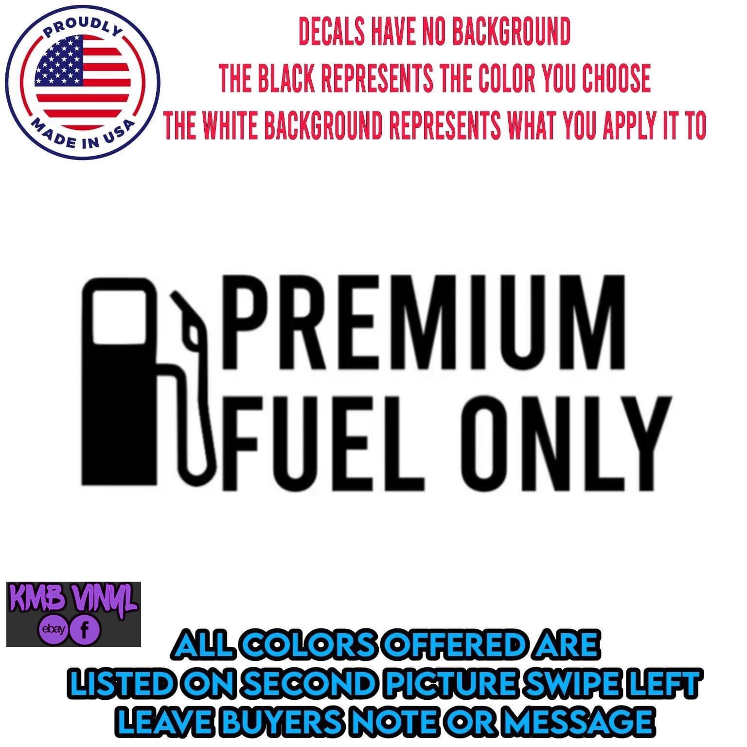 Car window decal truck outdoor sticker gas premium fuel only high